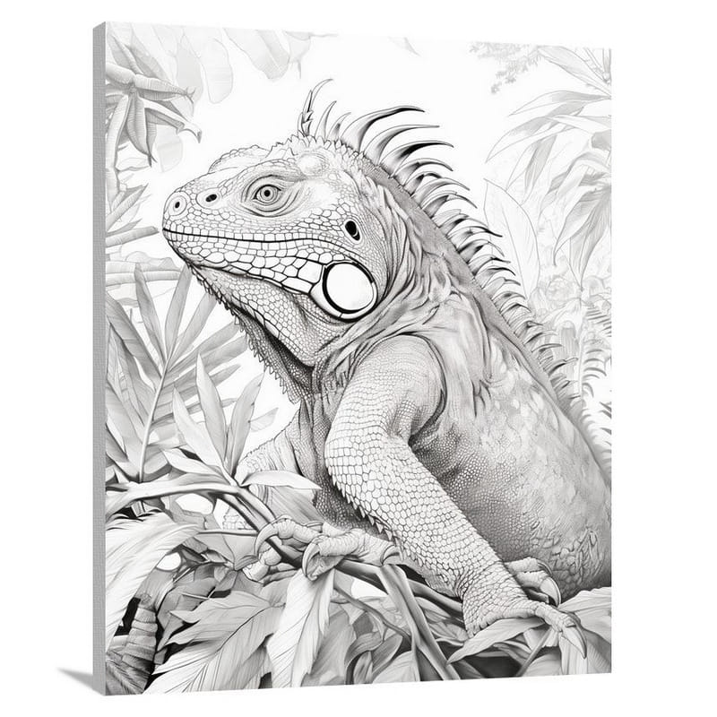 Mystical Iguana: A Surreal Wildlife Encounter - Canvas Print