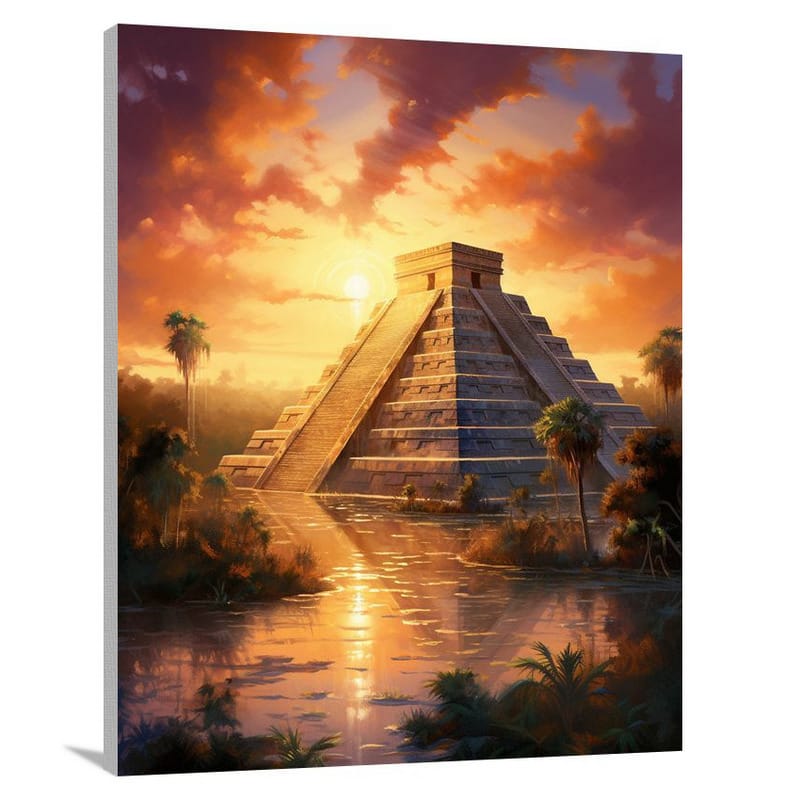 Mystical Sunset at Chichen Itza, Mexico - Canvas Print