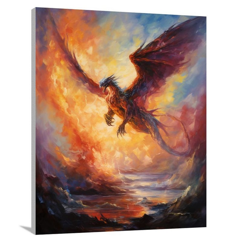 Mythical Creature: Dragon's Flight - Impressionist - Canvas Print