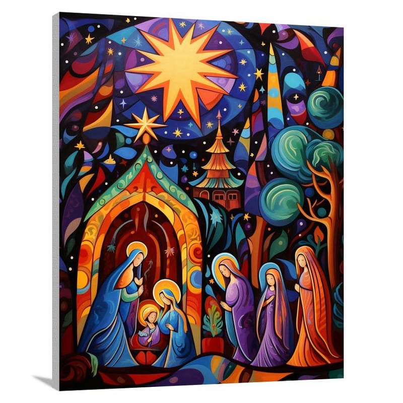 Nativity Scene: A Whimsical Celebration - Contemporary Art - Canvas Print