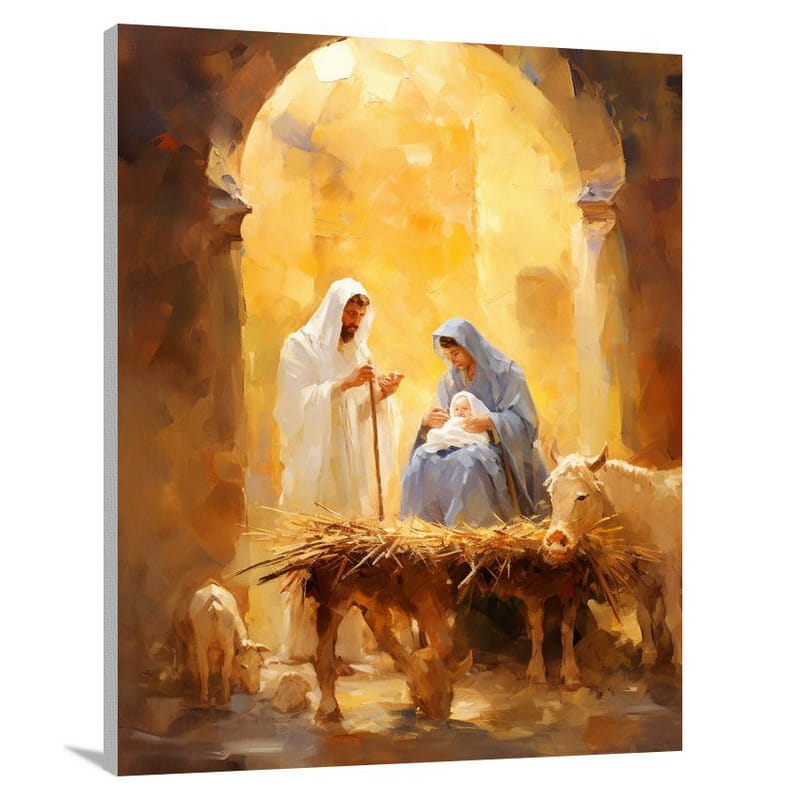 Nativity Scene: Serene Tranquility - Canvas Print