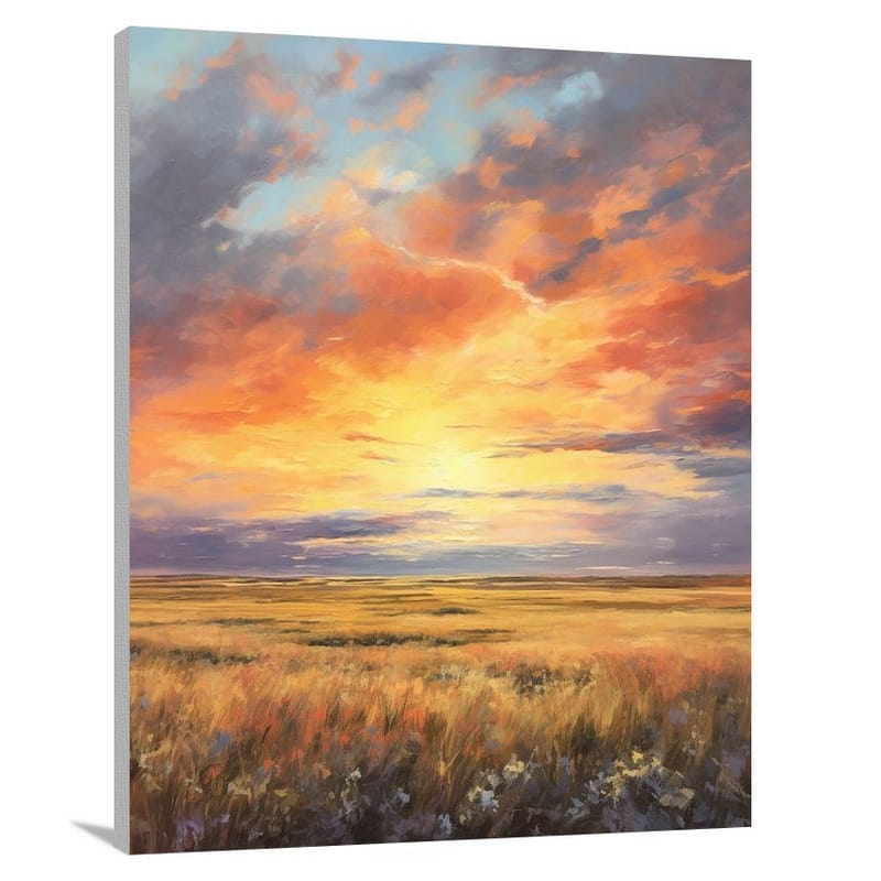 Nebraska's Golden Horizon - Impressionist - Canvas Print