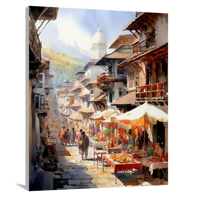 Nepal's Vibrant Market - Canvas Print