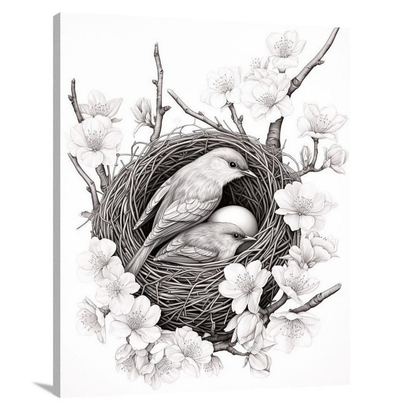 Nest of Serenity - Black And White 2 - Canvas Print