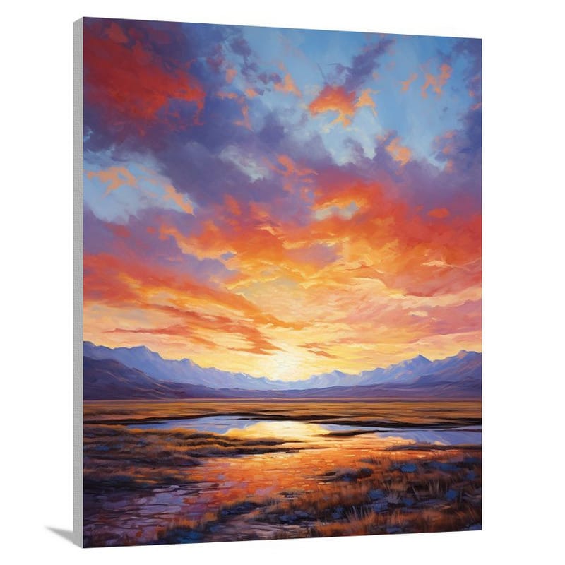 Nevada's Fiery Horizon - Impressionist - Canvas Print