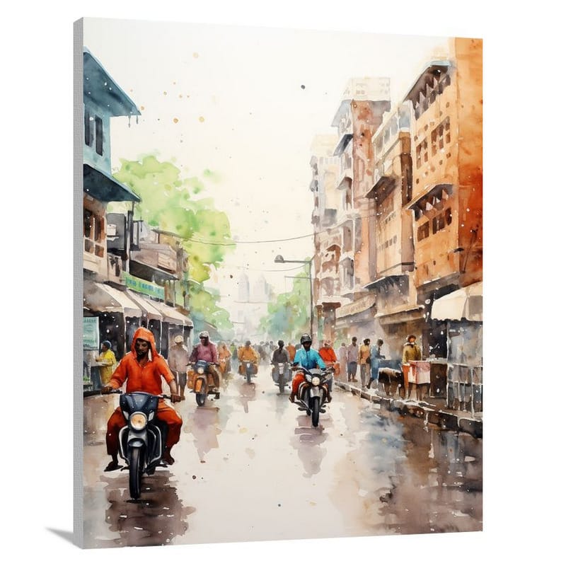 New Delhi Monsoon: Chaos & Renewal - Canvas Print