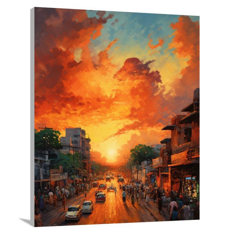 New Delhi Sunset - Canvas Print