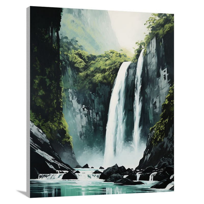 New Zealand's Turquoise Cascade - Minimalist - Canvas Print