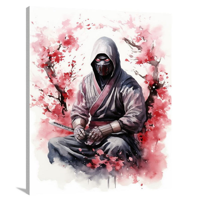 Ninja's Blossoming Battle - Canvas Print