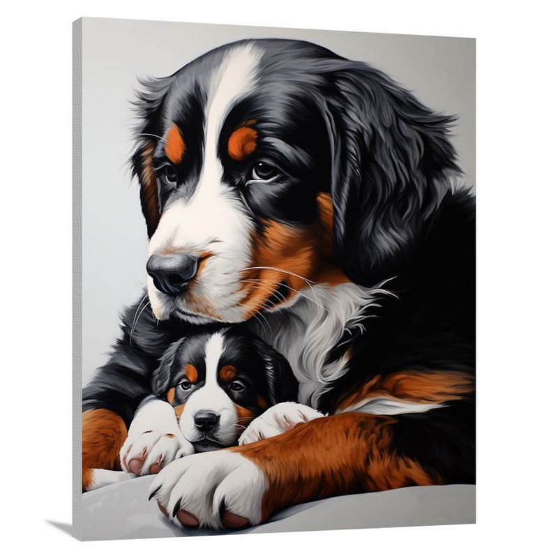 Nurturing Love: Bernese Mountain Dog - Canvas Print