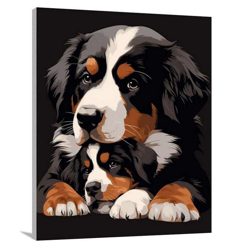 Nurturing Love: Bernese Mountain Dog - Minimalist - Canvas Print