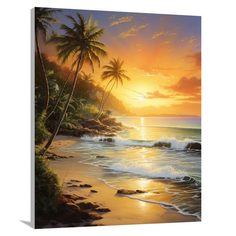 Ocean's Golden Serenity - Canvas Print