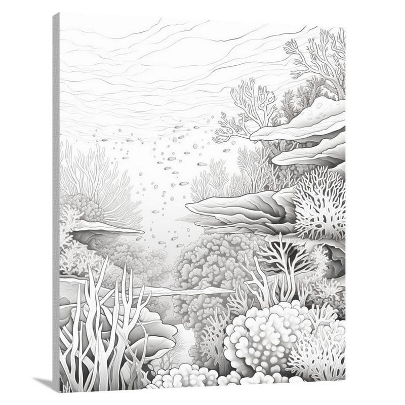 Ocean's Monochrome Symphony - Canvas Print