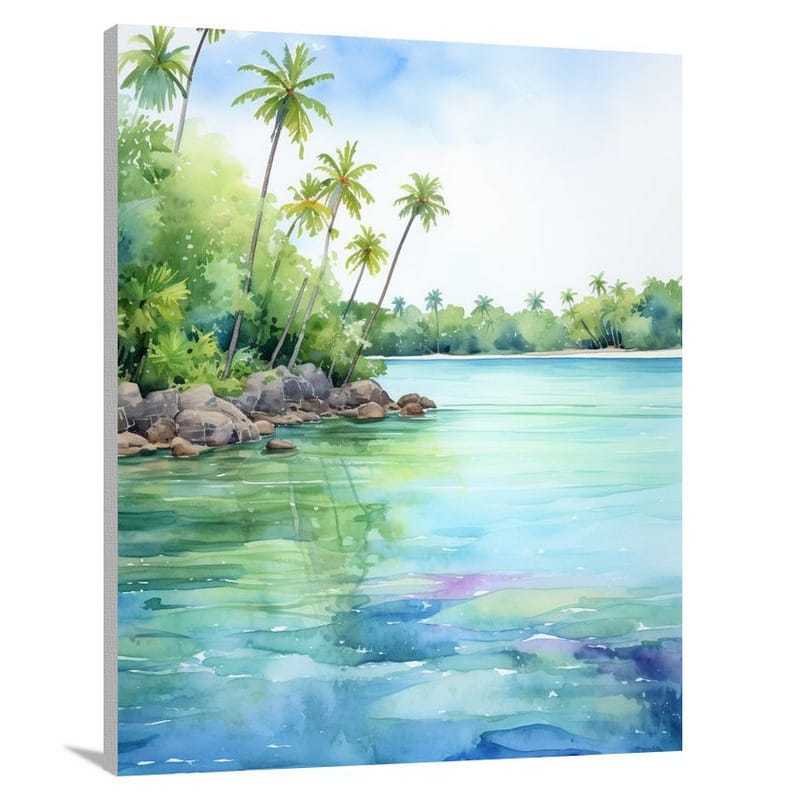 Oceania's Serene Embrace - Watercolor - Canvas Print