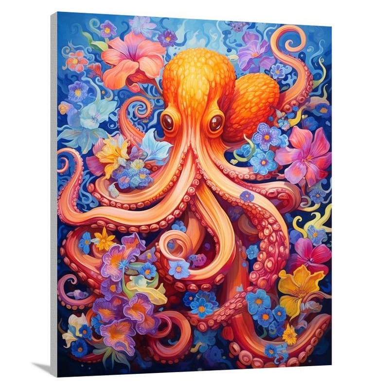 Octopus's Floral Embrace - Canvas Print