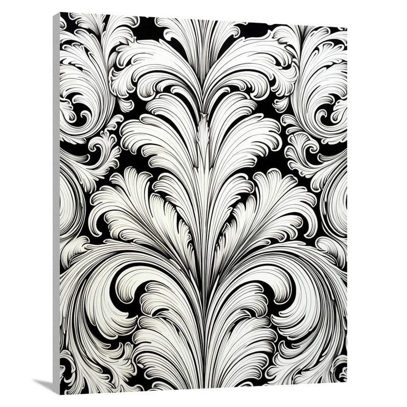 Opulent Elegance: Ogee Pattern - Black And White - Canvas Print