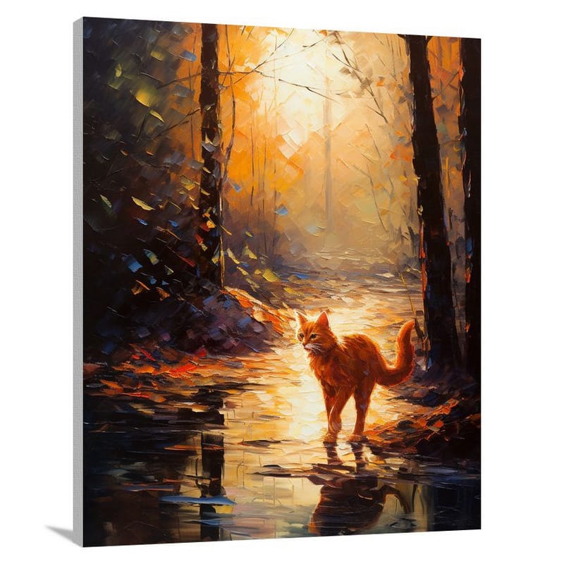 Orange Cat in the Mystical Forest - Canvas Print