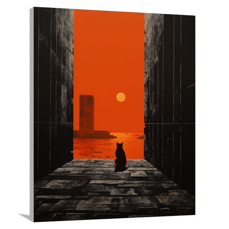 Orange Cat's Midnight Stroll - Canvas Print