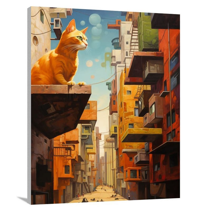 Orange Cat's Urban Wisdom - Contemporary Art - Canvas Print