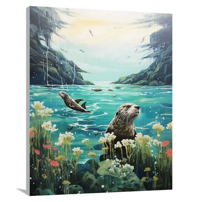 Otter's Aquatic Haven - Canvas Print