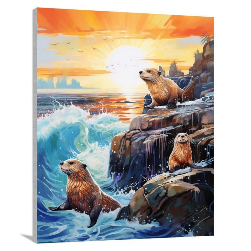 Otter's Coastal Harmony - Canvas Print