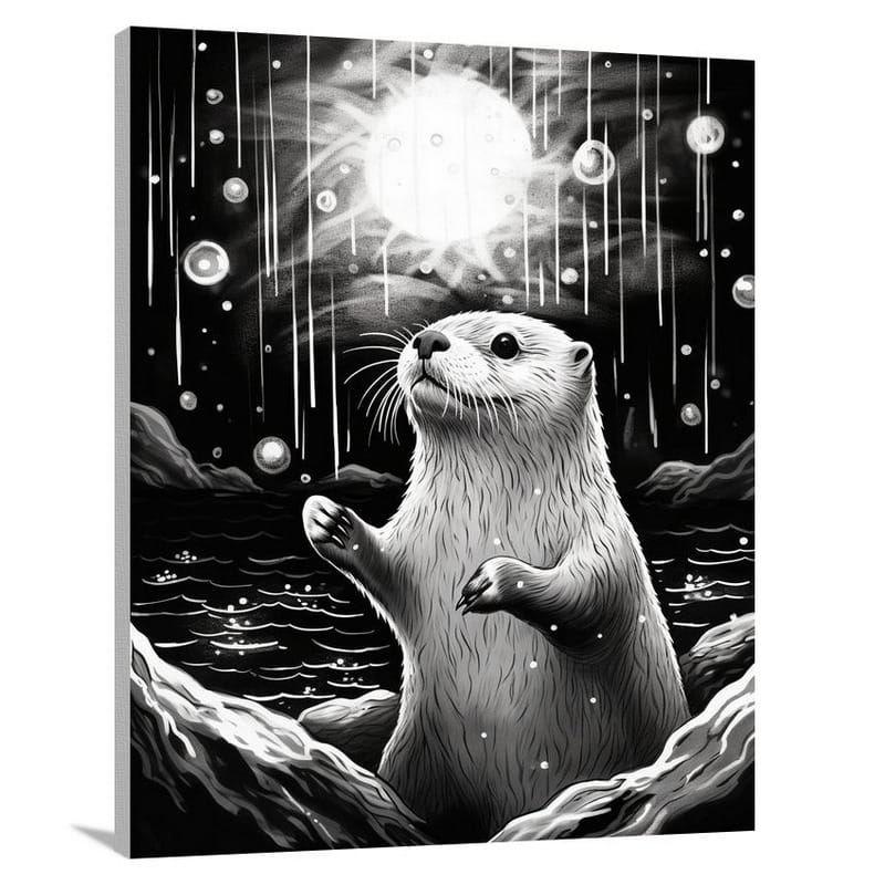 Otter's Moonlit Dance - Canvas Print
