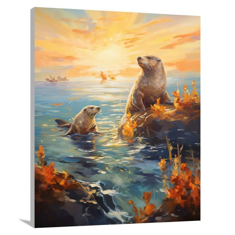 Otter's Serenade - Impressionist - Canvas Print