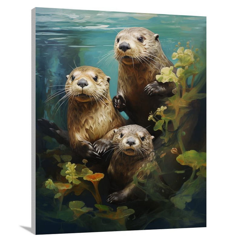 Otter's Underwater Symphony - Canvas Print