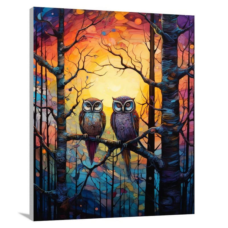 Owl's Twilight Symphony - Canvas Print