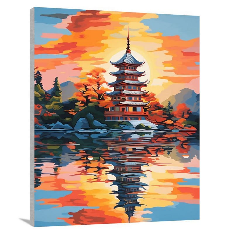 Pagoda Reflections - Pop Art - Canvas Print