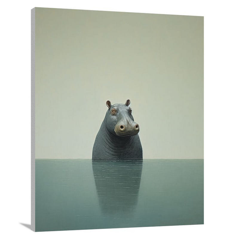 painting Hippopotamus Reflections - Canvas Print