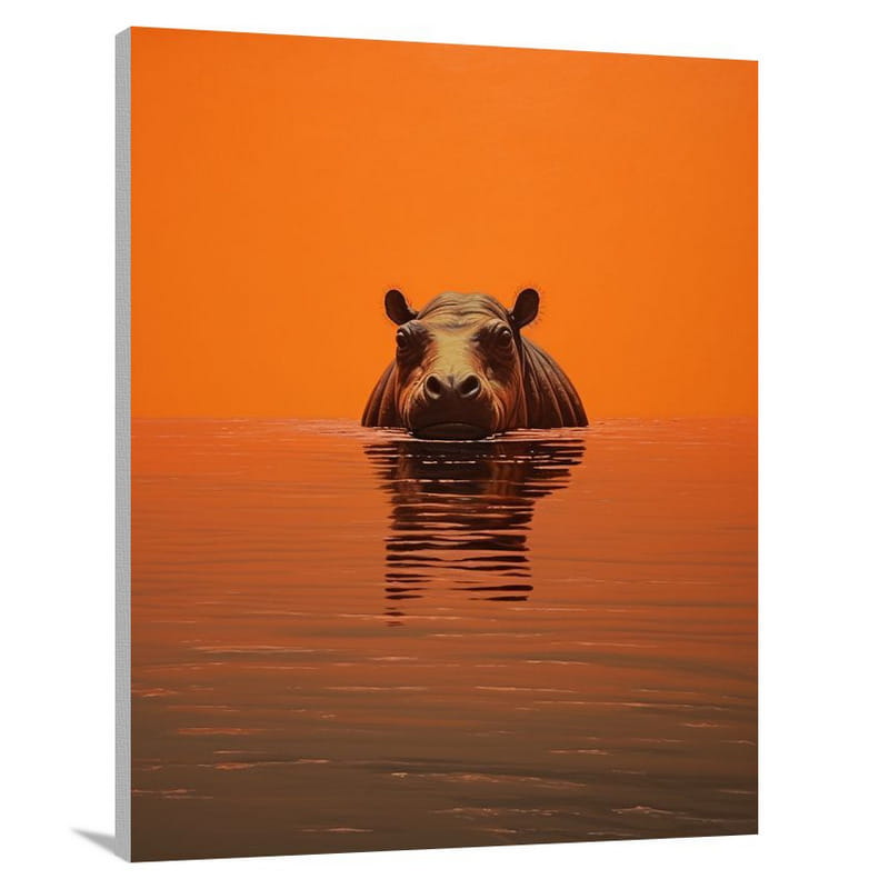 painting Hippopotamus Reflections - Minimalist - Canvas Print