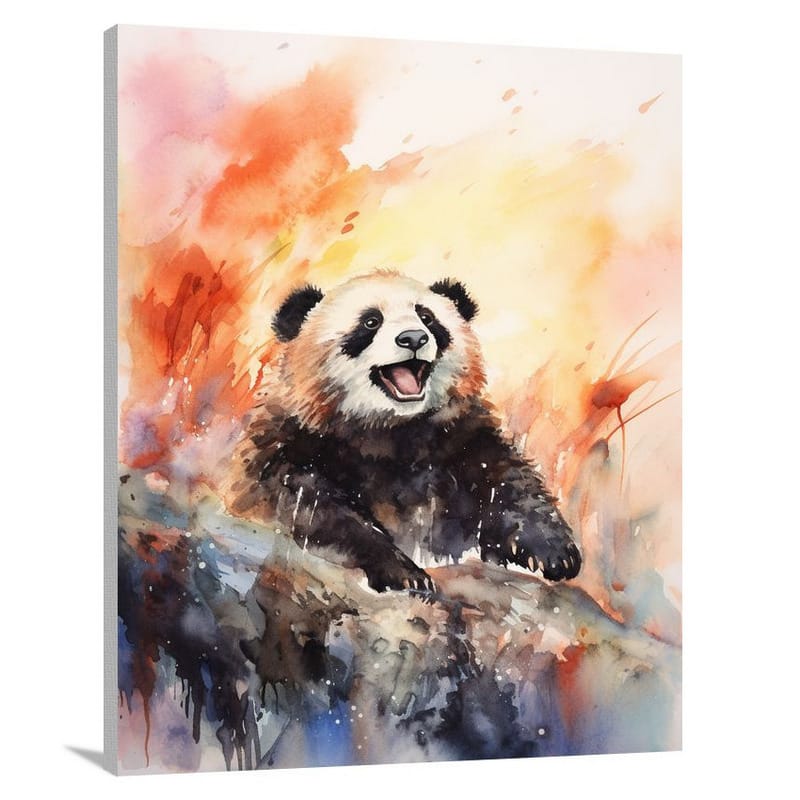Panda's Playful Sunset - Canvas Print
