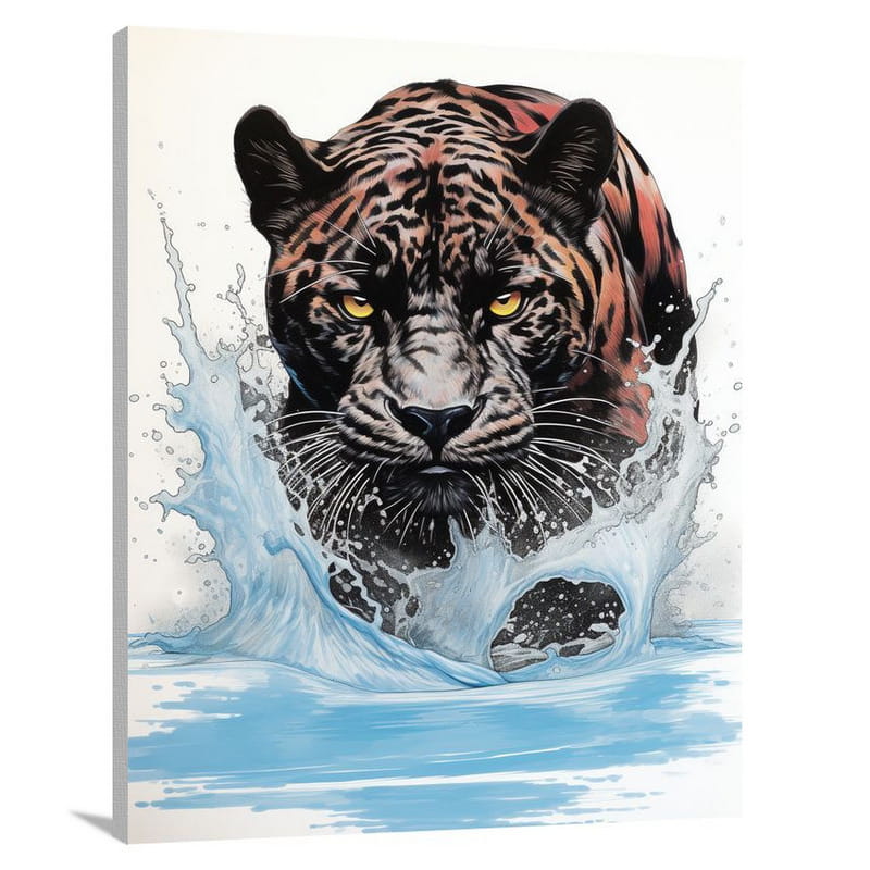 Panther's Leap - Black And White - Canvas Print