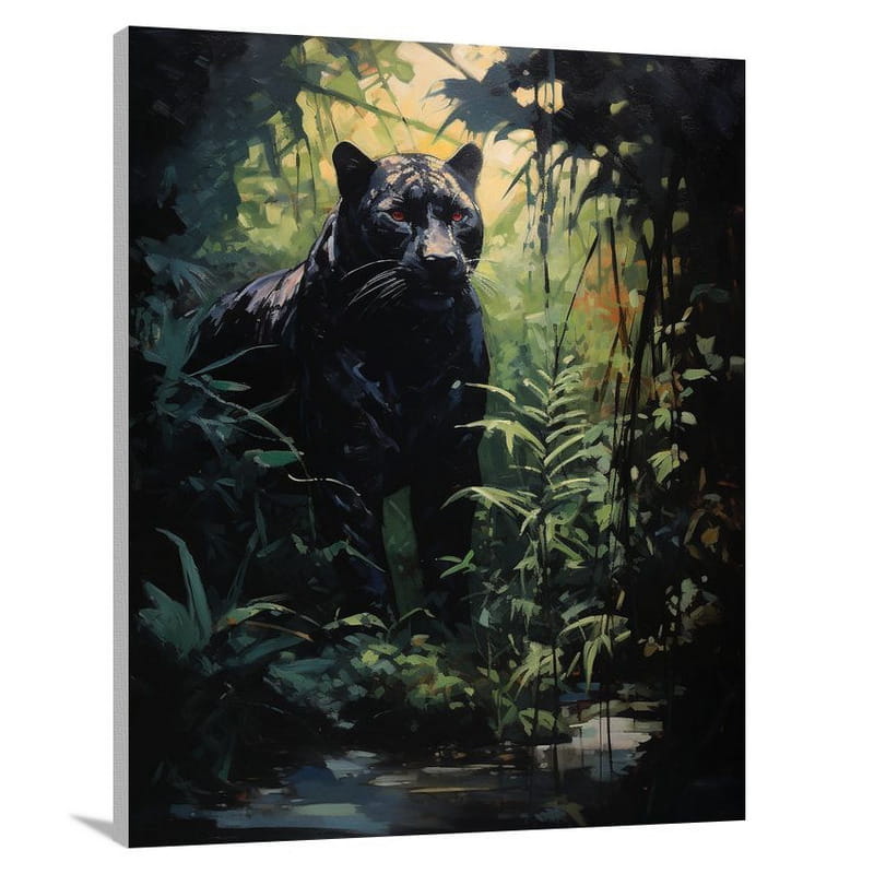 Panther's Moonlit Prowl - Canvas Print