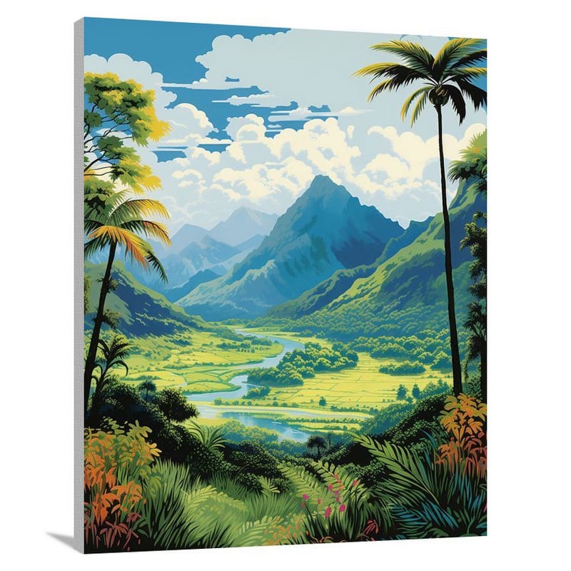 Papua New Guinea: Mystical Mountains - Pop Art - Canvas Print
