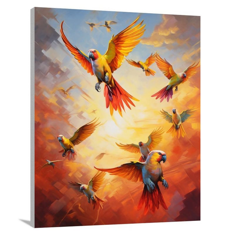 Parakeet Symphony - Contemporary Art - Canvas Print