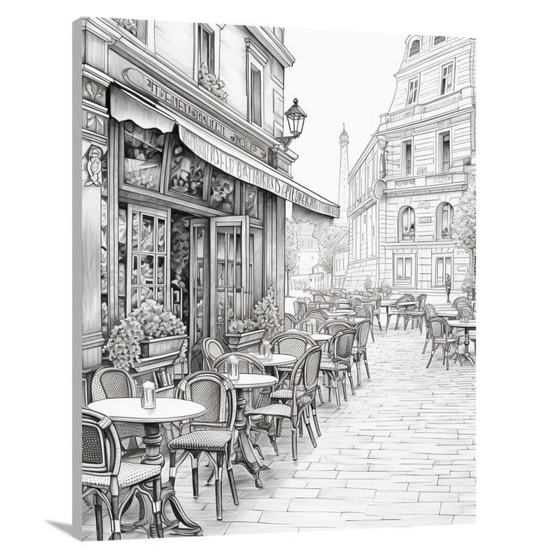 Parisian Caf: European Charm - Canvas Print