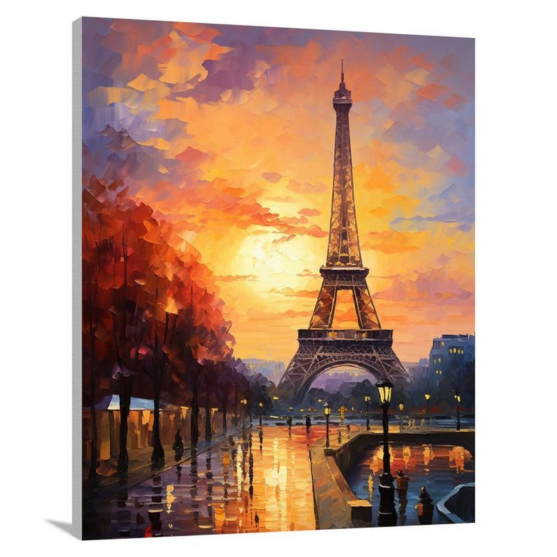 Parisian Sunset: A Majestic Silhouette - Canvas Print