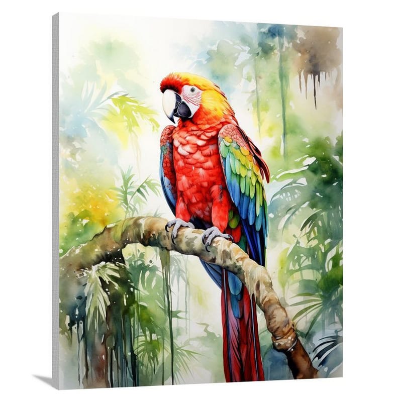 Parrot's Vibrant Symphony - Watercolor 2 - Canvas Print