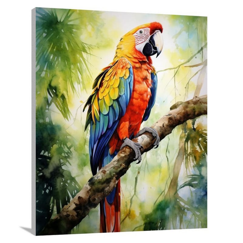 Parrot's Vibrant Symphony - Watercolor - Canvas Print
