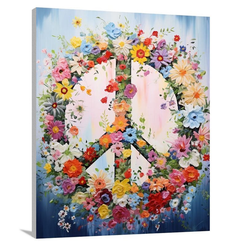 Peace Sign, Decorative: Peaceful Blossoms - Impressionist - Canvas Print