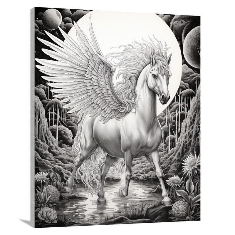 Pegasus - Black and White - Canvas Print