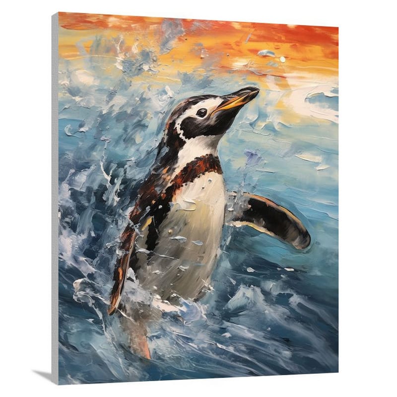 Penguin's Serene Dive - Canvas Print