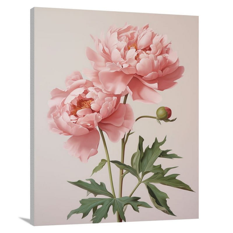 Peony's Fragrant Bloom - Minimalist - Canvas Print