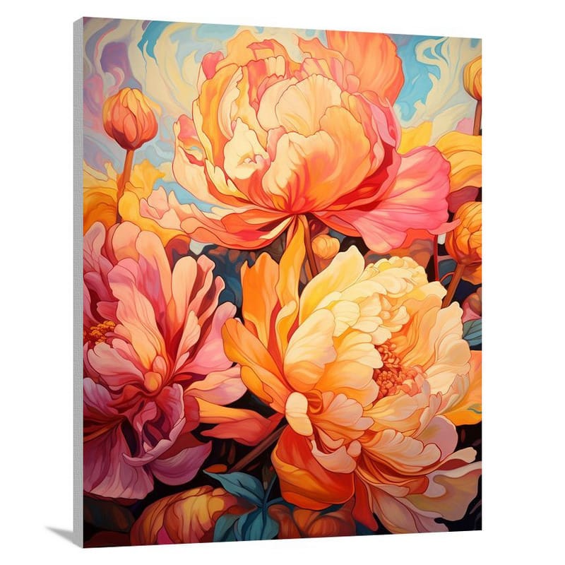 Peony's Golden Glow - Canvas Print