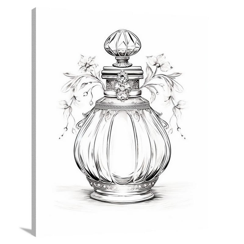 Perfume Bottle Runway - Black And White - Canvas Print