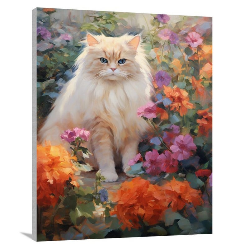 Persian Cat in Floral Haven - Canvas Print