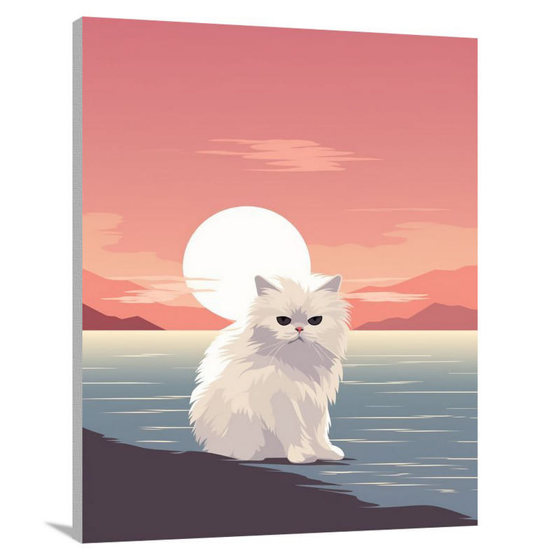 Persian Cat in Sunset Glow - Canvas Print