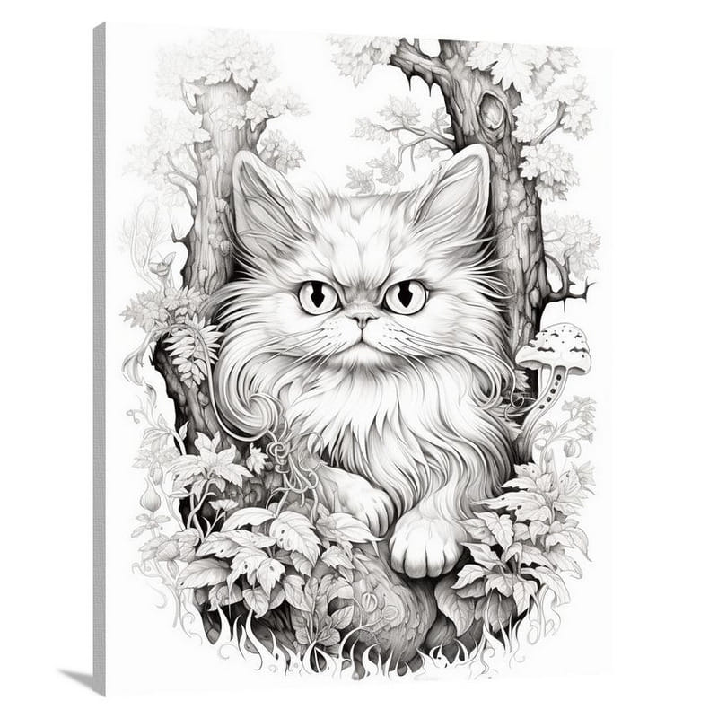 Persian Cat's Whimsical Forest - Canvas Print